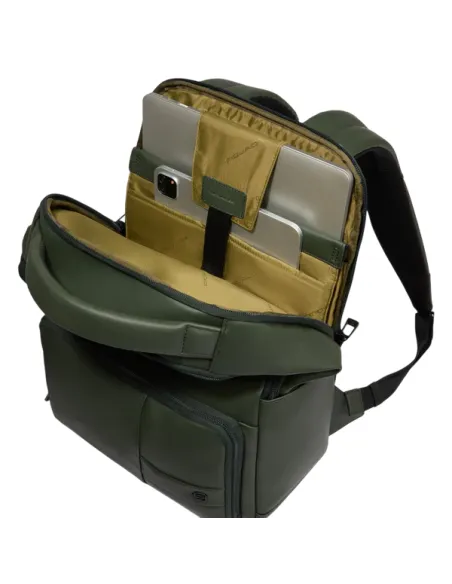 Piquadro C2OW laptop backpack in waterproof fabric, green