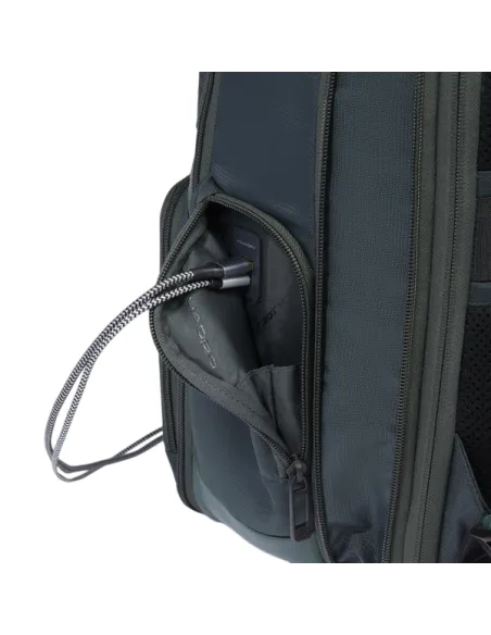 Zaino fast-check espandibile per computer con porte USB e USB Type C Piquadro Wollem, verde2