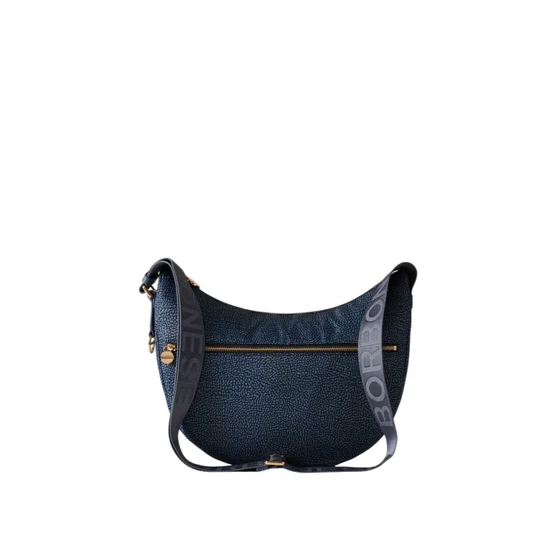 Mezza Luna media con tasca Borbonese, denim