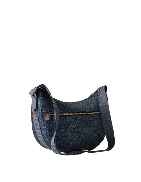 Mezza Luna media con tasca Borbonese, denim