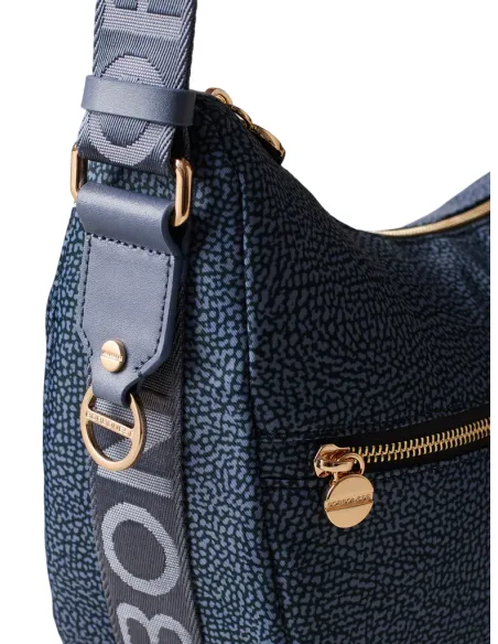 Mezza Luna media con tasca Borbonese, denim