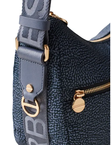 Borbonese Kleines Umhängetasche mit Fronttasche, denim