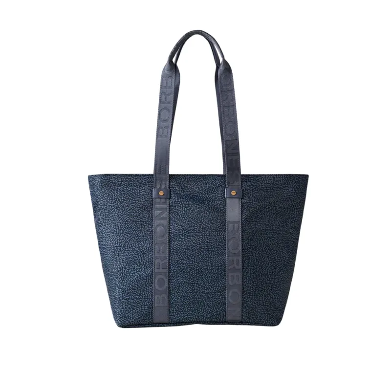 Borbonese Eco Line medium-sized shopping bag, denim