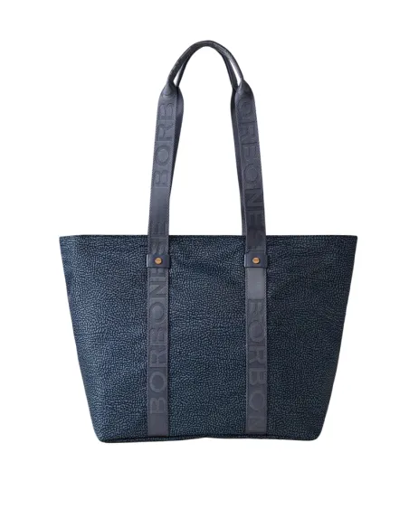 Borbonese Eco Line mittlere Einkaufstasche, denim