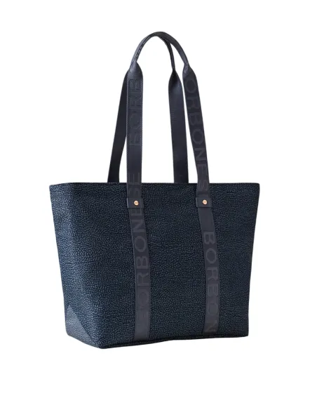 Borbonese Eco Line medium-sized shopping bag, denim