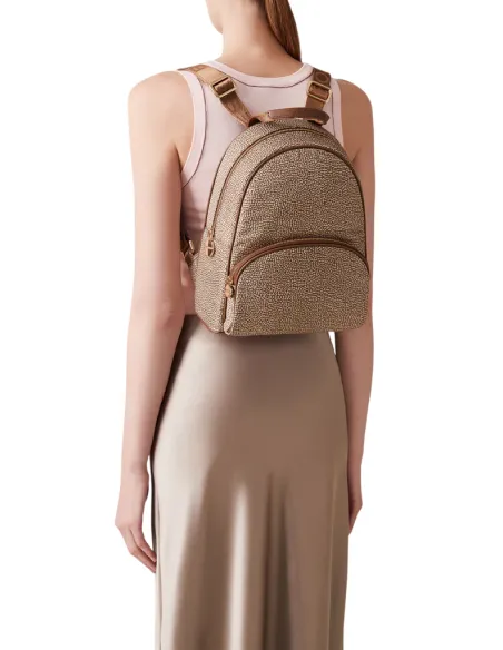 Zaino con chiusura con zip Borbonese, beige-Marrone