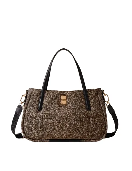 Borbonese Cahier Handtasche, op natur-schwarz