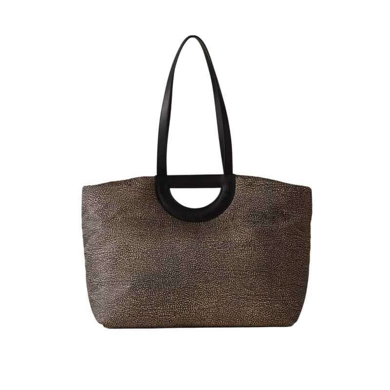 Borbonese Bouche Shopping bag, op natural-black