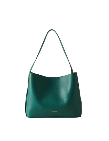 Borbonese Nueve Schultertasche aus Leder, Wald