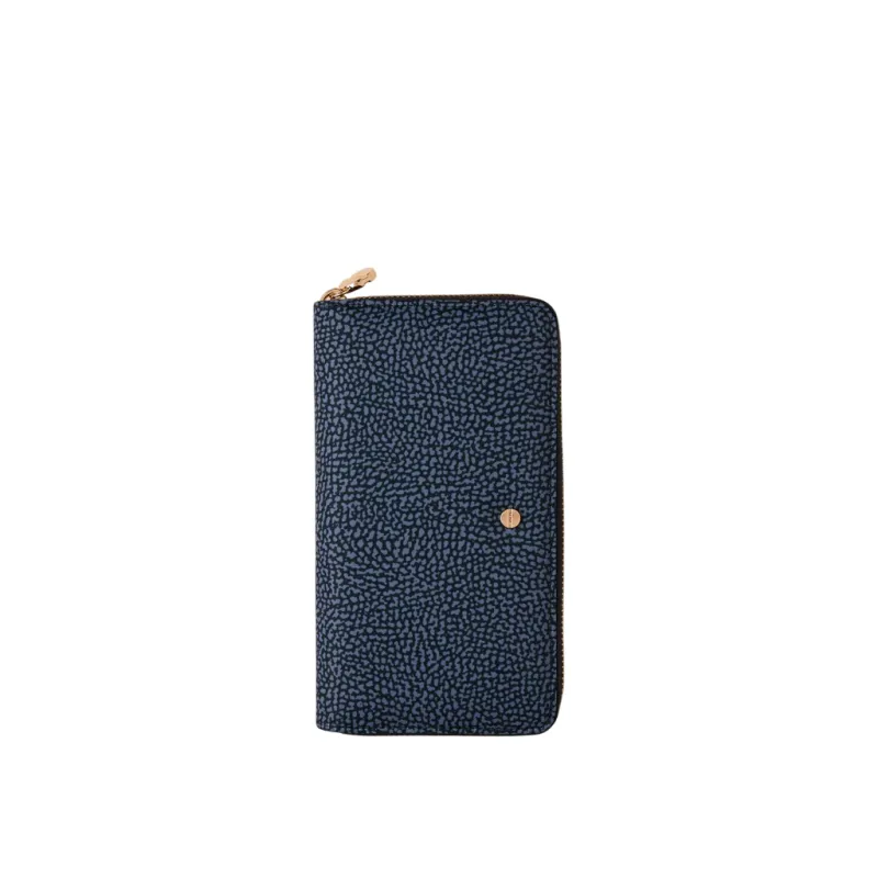Borbonese Large zipped women's wallet, denim