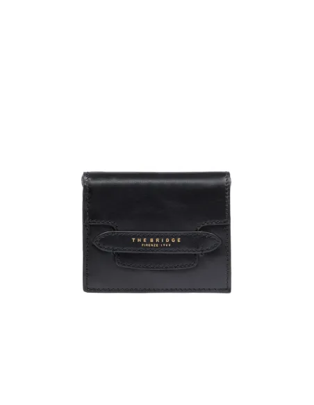 Kleines Damen Portemonnaie aus Leder The Bridge Lucrezia, schwarz