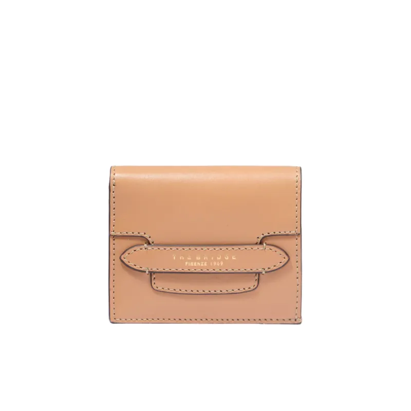 The Bridge Lucrezia small leather women's wallet, Marzipan