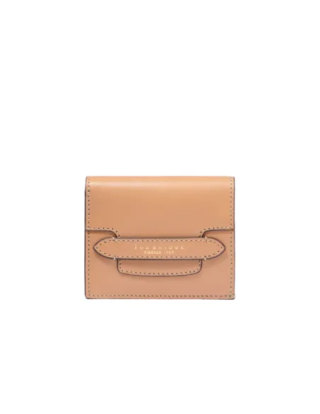 The Bridge Lucrezia small leather women's wallet, Marzipan