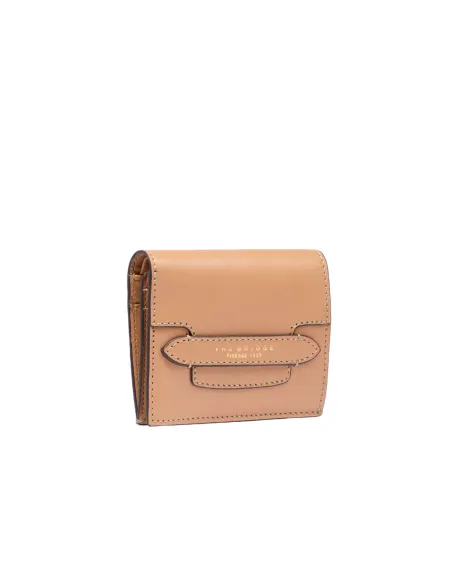 The Bridge Lucrezia small leather women's wallet, Marzipan