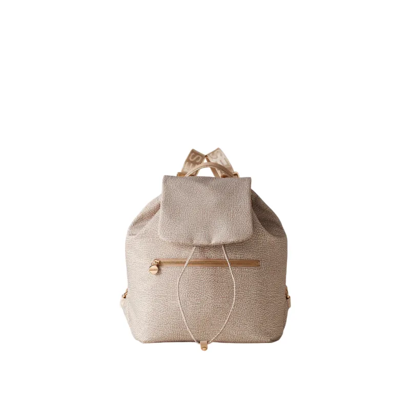 Borbonese Jet Damenrucksack mit Klappe, sand