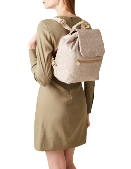 Borbonese Jet Damenrucksack mit Klappe, sand