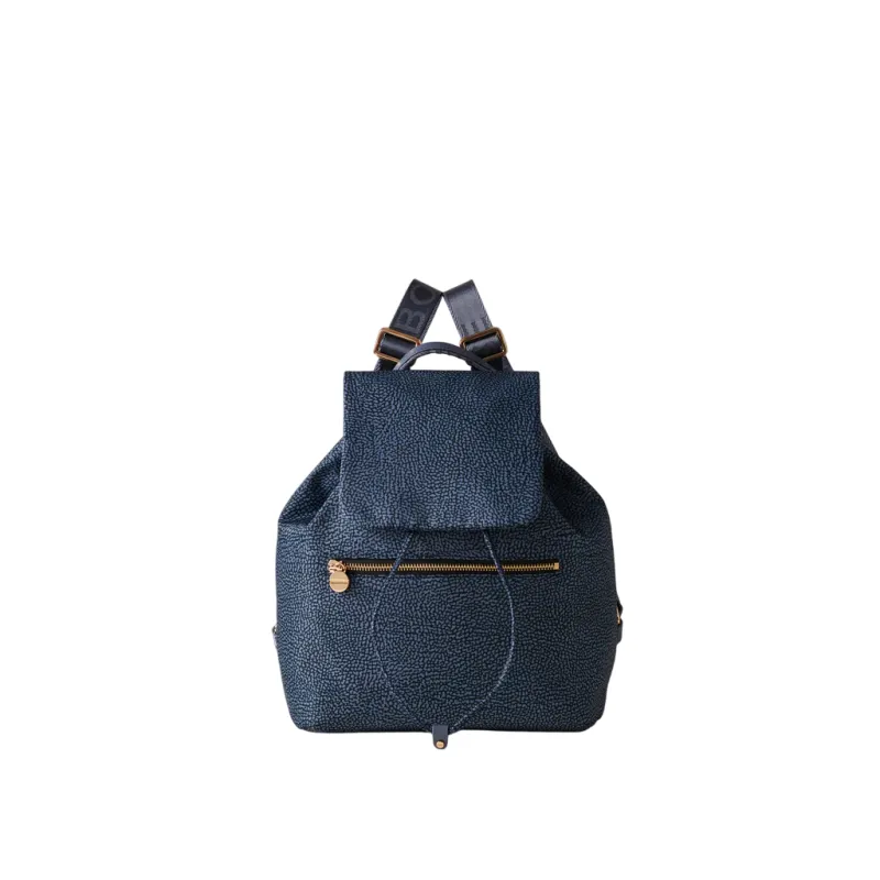 Borbonese women's backpack in recycled fabric with flap...