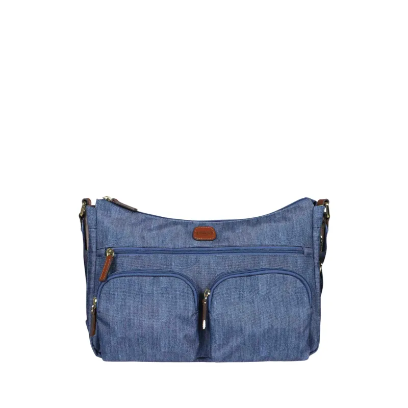 Brics Medium shoulder bag with three zipped pockets, jeans 2