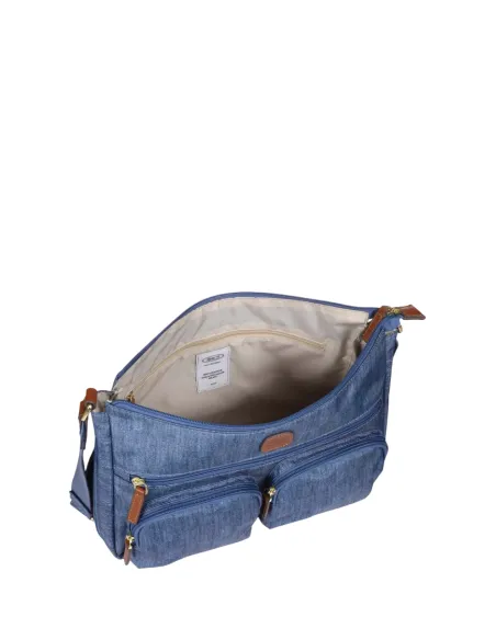 Brics Medium shoulder bag with three zipped pockets, jeans