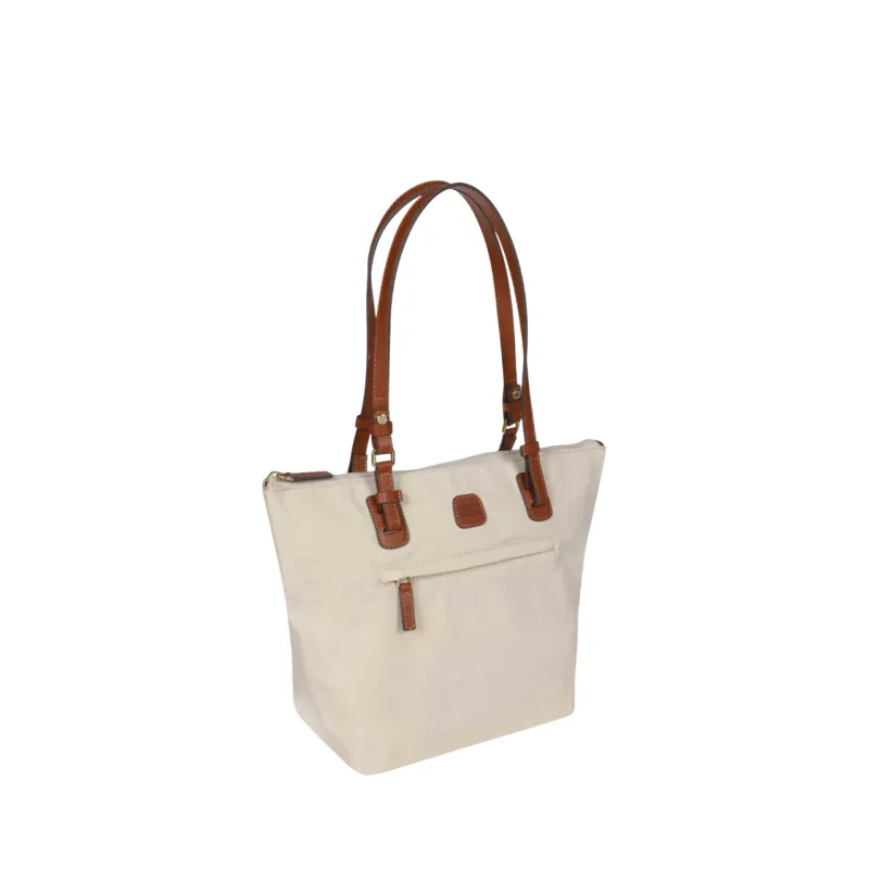 Shopping Media in tessuto e pelle X-Collection, beige 2