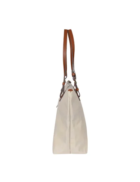 Shopping Media in tessuto e pelle X-Collection, beige