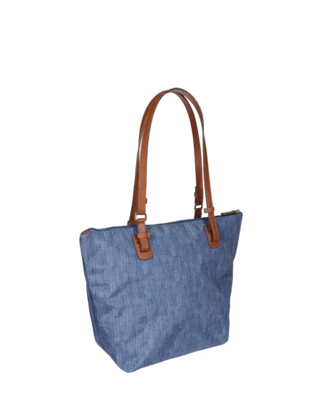 Shopping Media in tessuto e pelle X-Collection, jeans