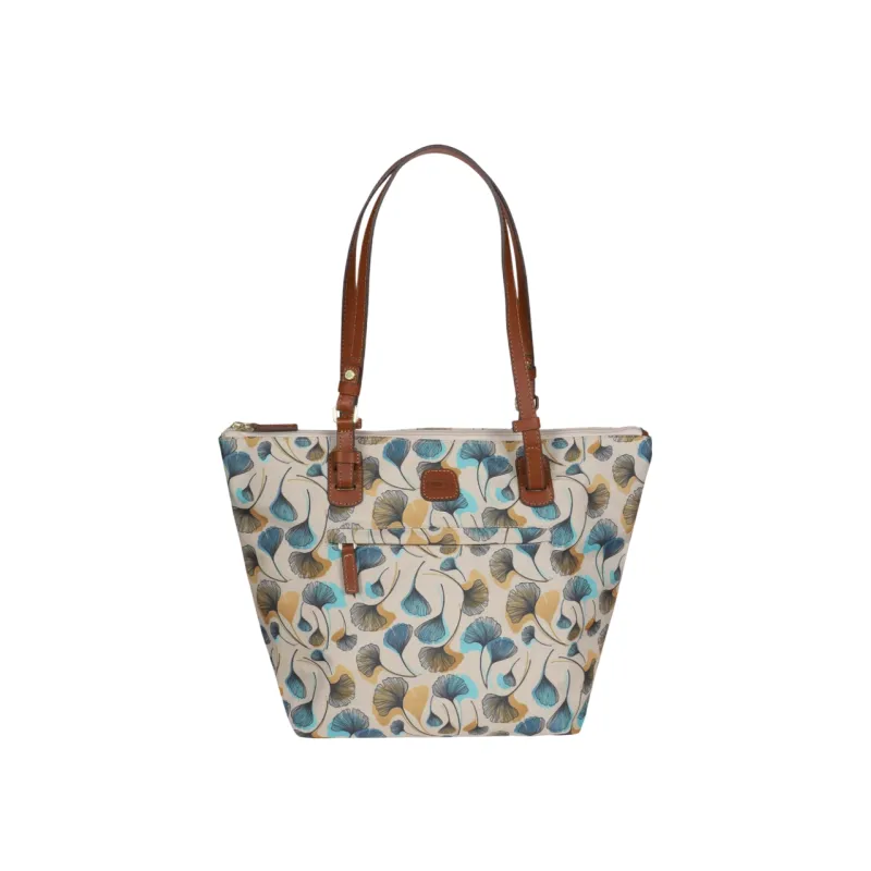 Shopping Media in tessuto e pelle X-Collection, fiori