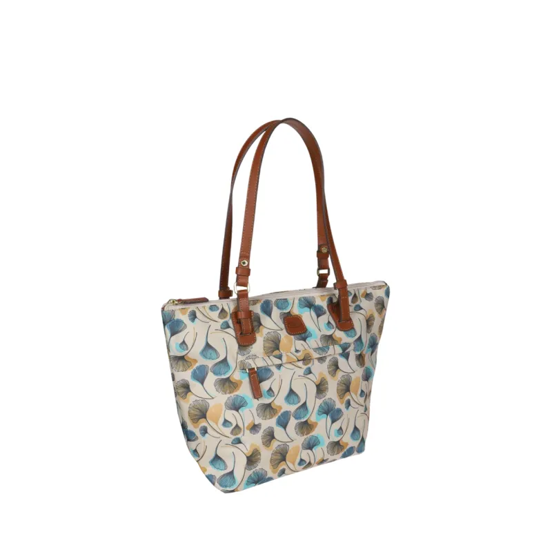 Shopping Media in tessuto e pelle X-Collection, fiori 2