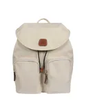 Woman's backpack with two zipped front pockets, beige
