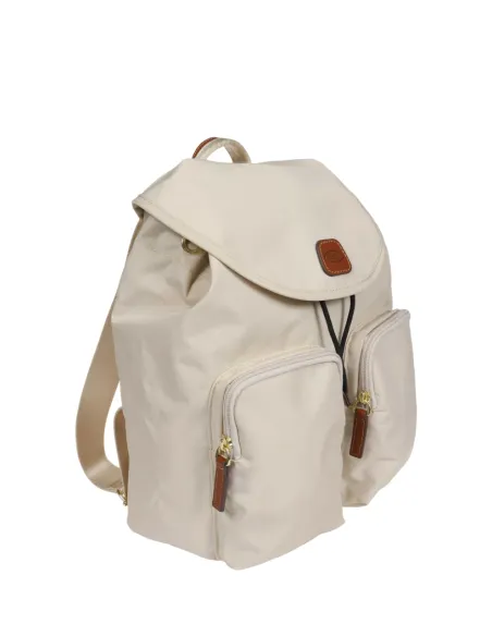 Woman's backpack with two zipped front pockets, beige