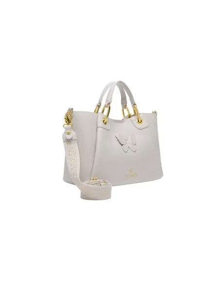 Mittlere Tasche mit zwei Henkeln Braccialini Amy Bijoux, hellgrau