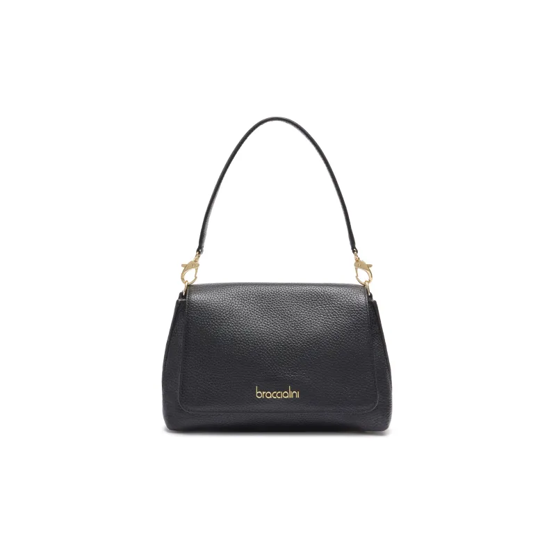 Braccialini Sara small leather shoulder bag, black