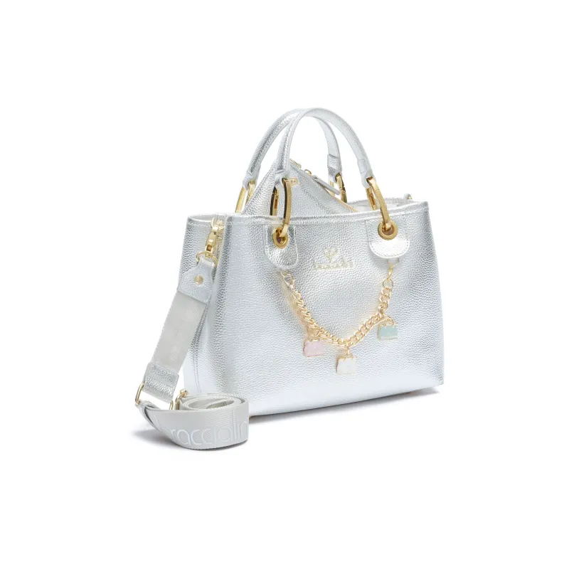 Borsa due manici media Braccialini Beth, argento 2