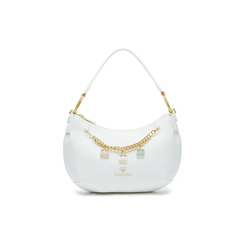 Borsa a spalla grande Braccialini Beth, bianca