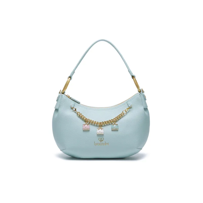 Borsa a spalla grande Braccialini Beth, celeste
