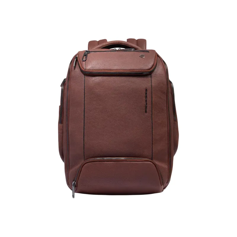 Piquadro Cronus 15.6 Leder Laptop-Rucksack, braun