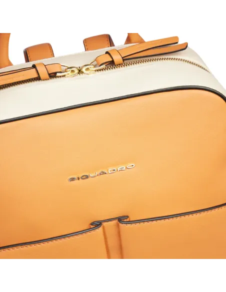 Piquadro Ashley leather women's backpack, orange