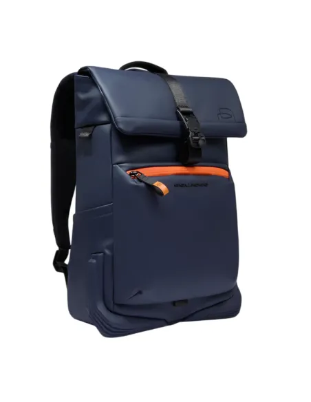 Zaino piccolo porta pc in tessuto impermeabile Piquadro C2OW, blu