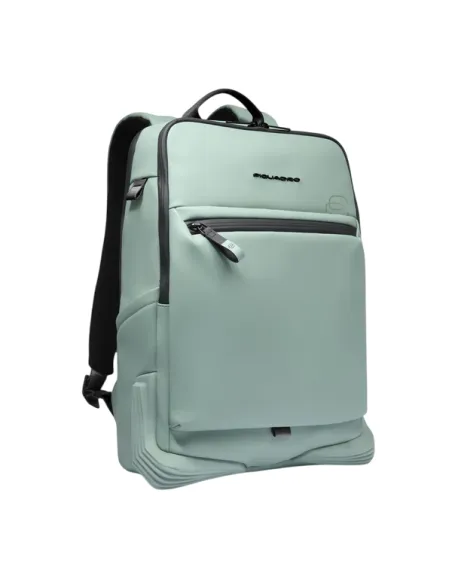 Zaino porta pc da 15,6 a due scomparti con cinghia pettorale Piquadro C2OW, verde acqua