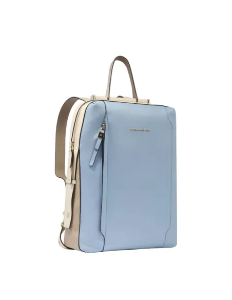 Piquadro Circle Damen-Laptop-Rucksack aus Leder, hellblau-beige