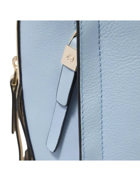 Piquadro Circle women's leather laptop backpack, light blue-beige