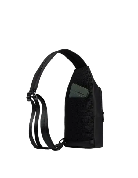 Monospalla ad 1 comparto indossabile a zaino porta IPad®MINI Piquadro Wollem, nero