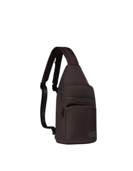 Monospalla ad 1 comparto indossabile a zaino porta IPad®MINI Piquadro Wollem, moro