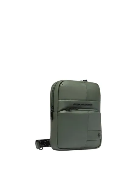 Borsello uomo porta iPad®mini in tessuto gommato Piquadro, verde