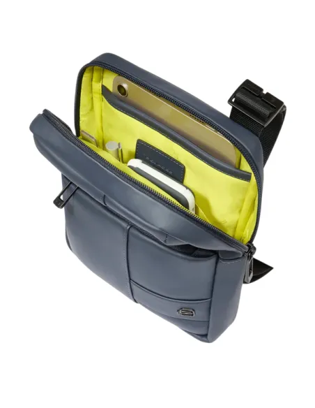 Borsello uomo porta iPad®mini in tessuto gommato Piquadro, blu