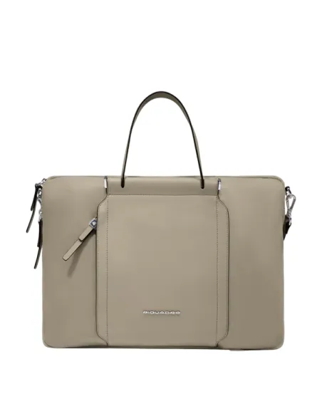 Piquadro Damen-Aktentasche aus Stoff und Leder, beige