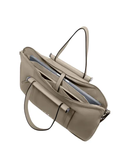 Cartella due manici espandibile in tessuto e pelle Piquadro Circle, beige