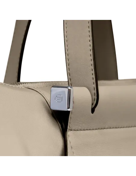 Cartella due manici espandibile in tessuto e pelle Piquadro Circle, beige