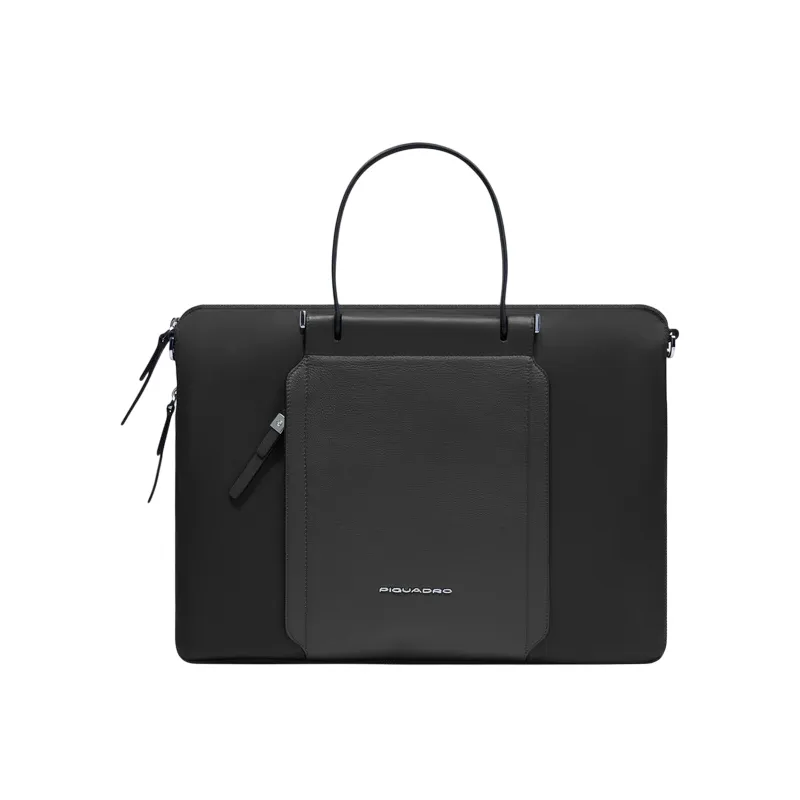 Piquadro Damen-Aktentasche aus Stoff und Leder, schwarz