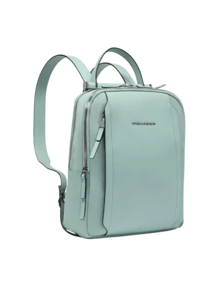 Piquadro Circle 12.9 iPad®Pro women's backpack in fabric and leather, aqua green
